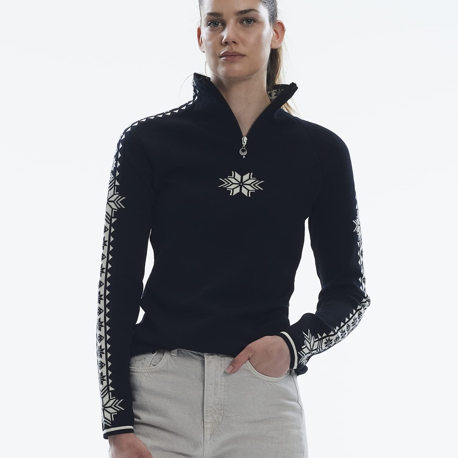 image:imageDale of Norway 140th Anniversary Mens Sweater 100 Lightweight Wool Ski Sweater Mens Sweaters and PulloversBlack Offwhite