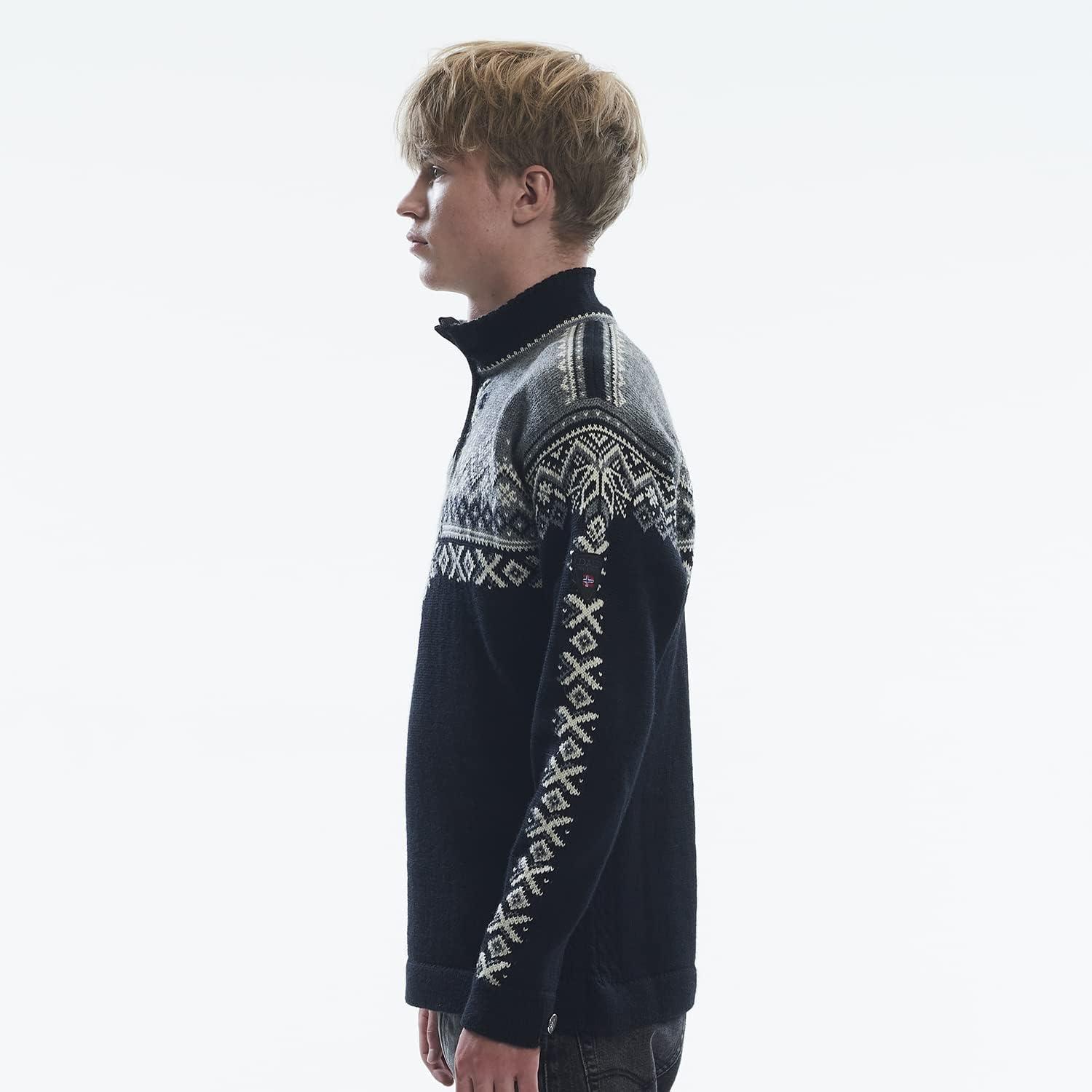 image:imageDale of Norway 140th Anniversary Mens Sweater 100 Lightweight Wool Ski Sweater Mens Sweaters and PulloversBlack Smoke Offwhite