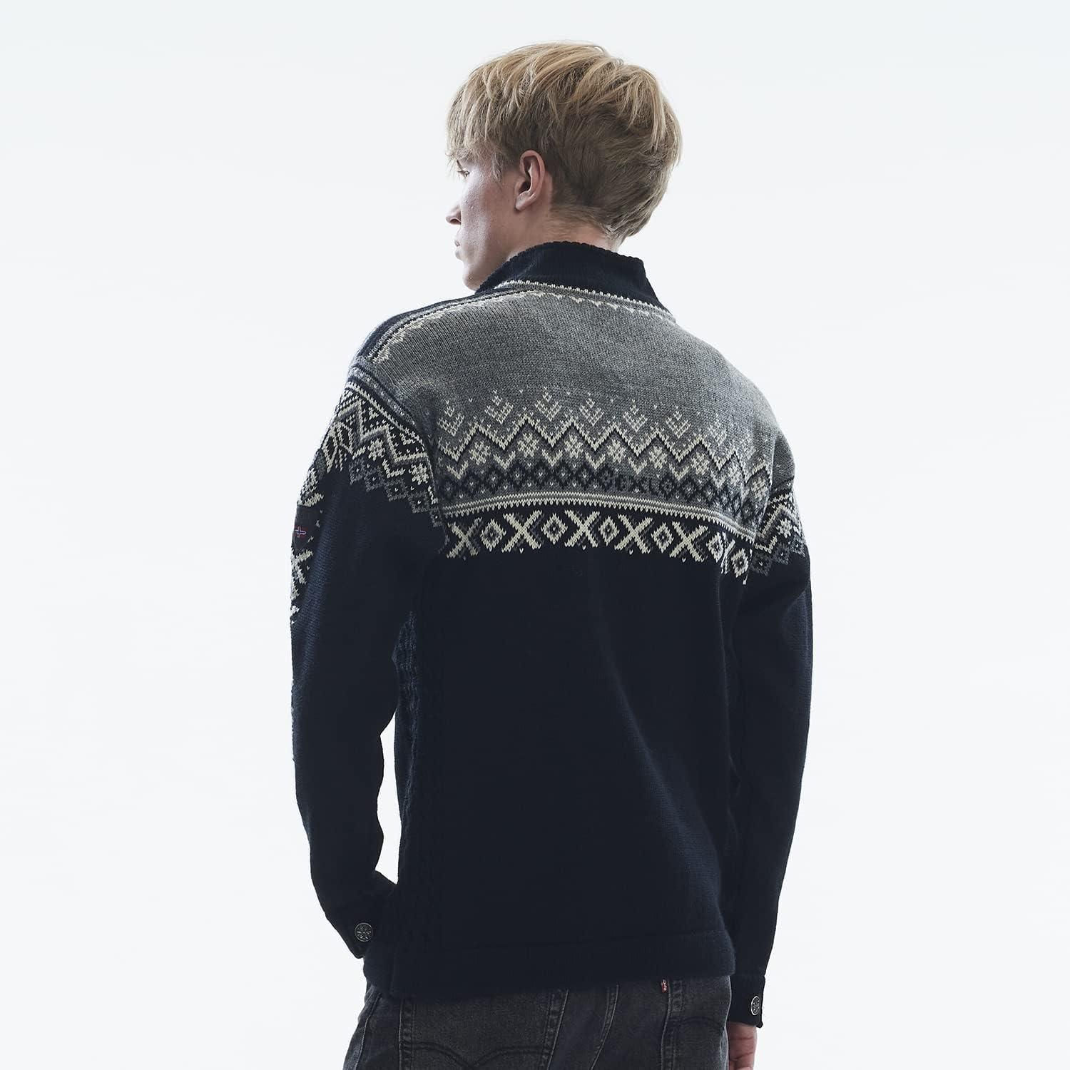 image:imageDale of Norway 140th Anniversary Mens Sweater 100 Lightweight Wool Ski Sweater Mens Sweaters and PulloversBlack Smoke Offwhite