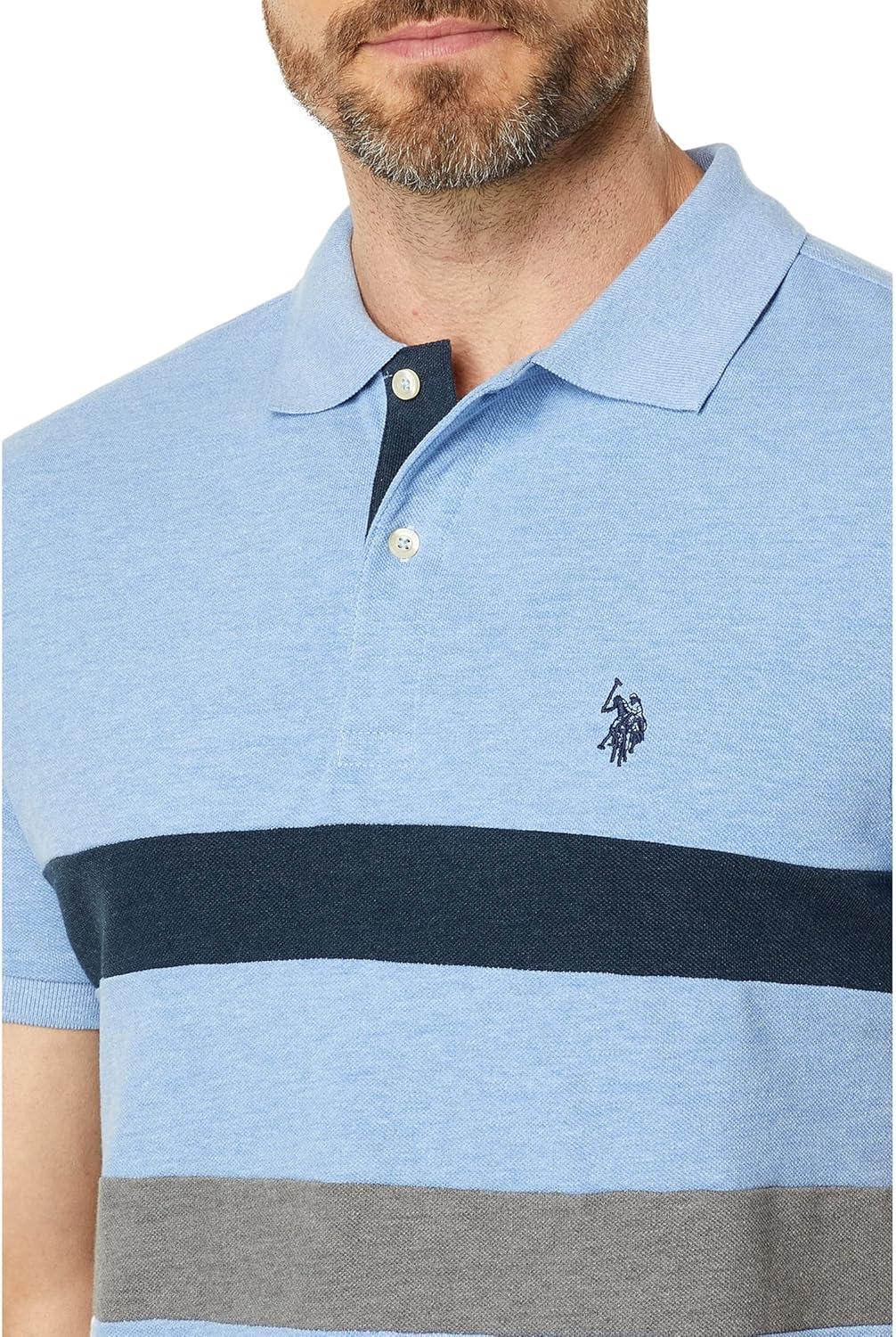 image:imageUS POLO ASSN Slim Fit Striped Chest Knit ShirtVista Blue Heather