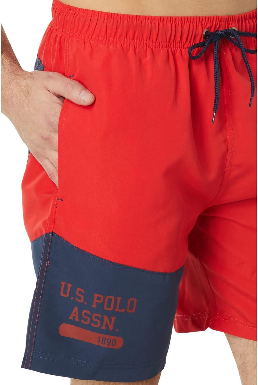 image:imageUS POLO ASSN USPA ColorBlock Swim ShortsEngine Red