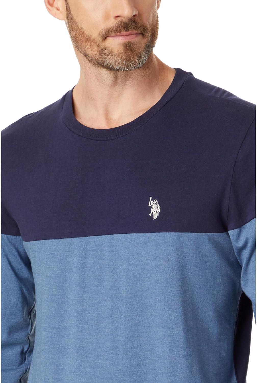 image:imageUS Polo Assn Long Sleeve Tee CS ColorBlock Small Pony Classic Navy MD