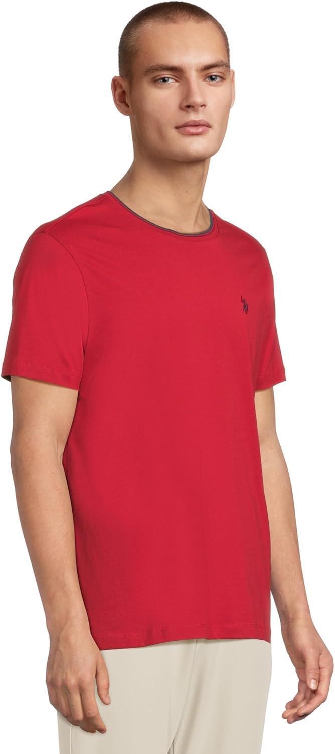 image:imageUS Polo Assn Mens Short Sleeve Crew Neck Yarndye Collar Tipped Jersey TeeCanoe Red
