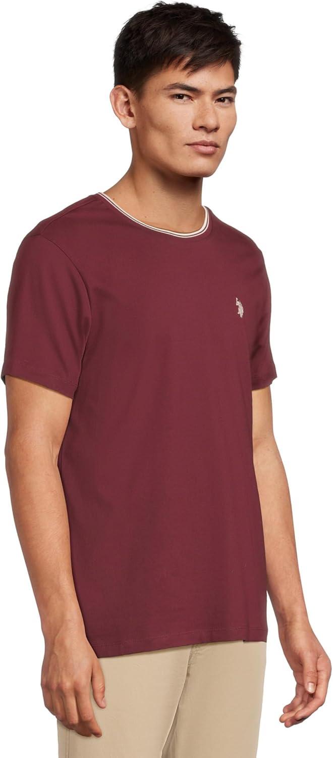 image:imageUS Polo Assn Mens Short Sleeve Crew Neck Yarndye Collar Tipped Jersey TeeMaroon Fall