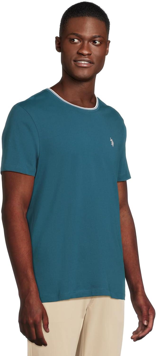 image:imageUS Polo Assn Mens Short Sleeve Crew Neck Yarndye Collar Tipped Jersey TeeTeal River