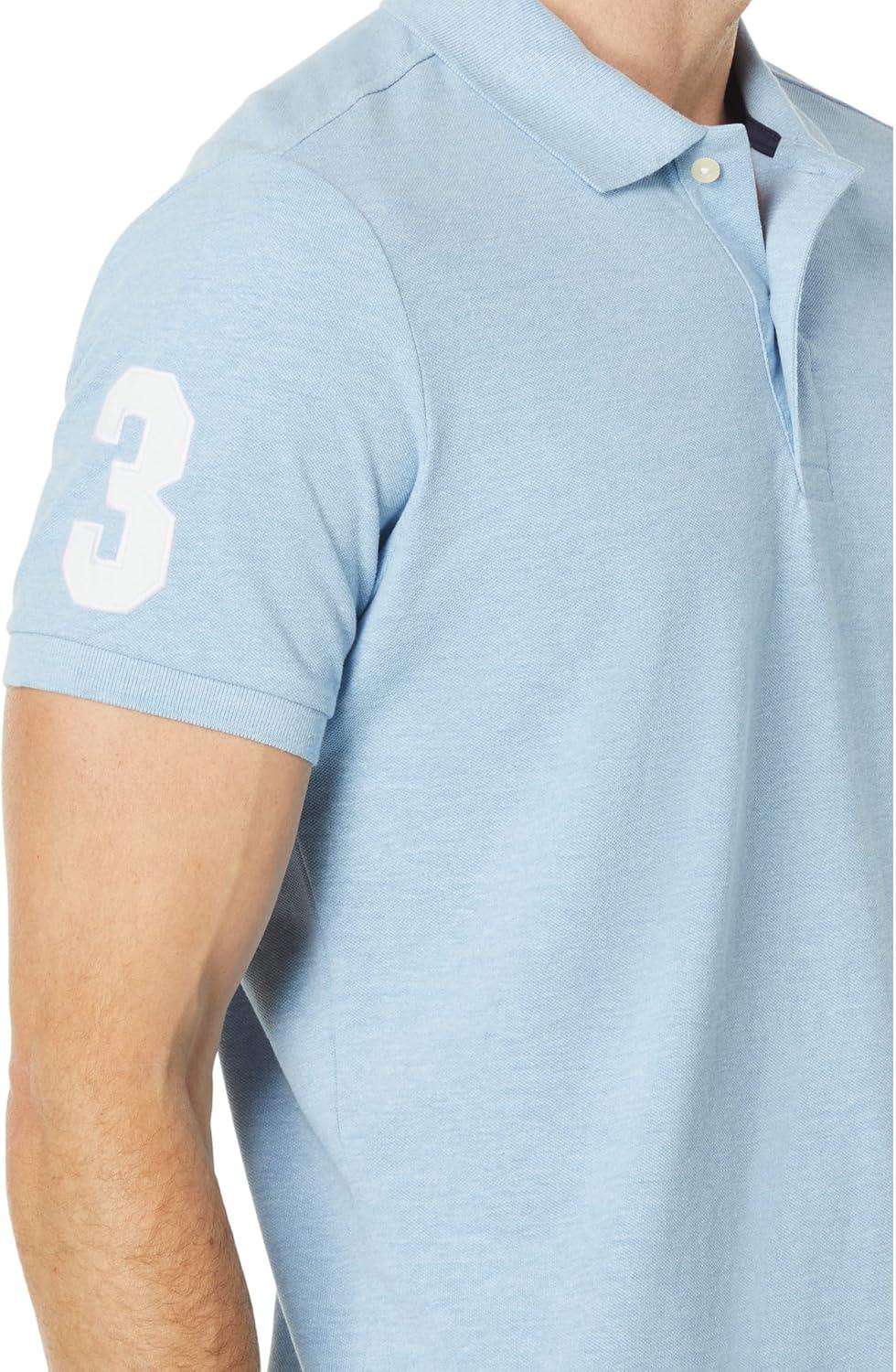 image:imageUS Polo Assn Mens Solid Pique Polo ShirtSurf Blue Heather