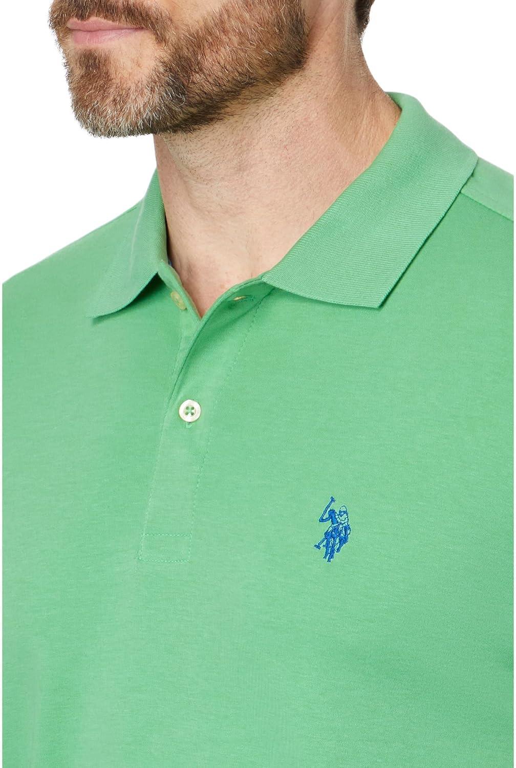 image:imageUS Polo Assn Mens Solid Short Sleeve Interlock Polo Shirt Golf Shirts for Men Business Casual PolosBerkeley Green