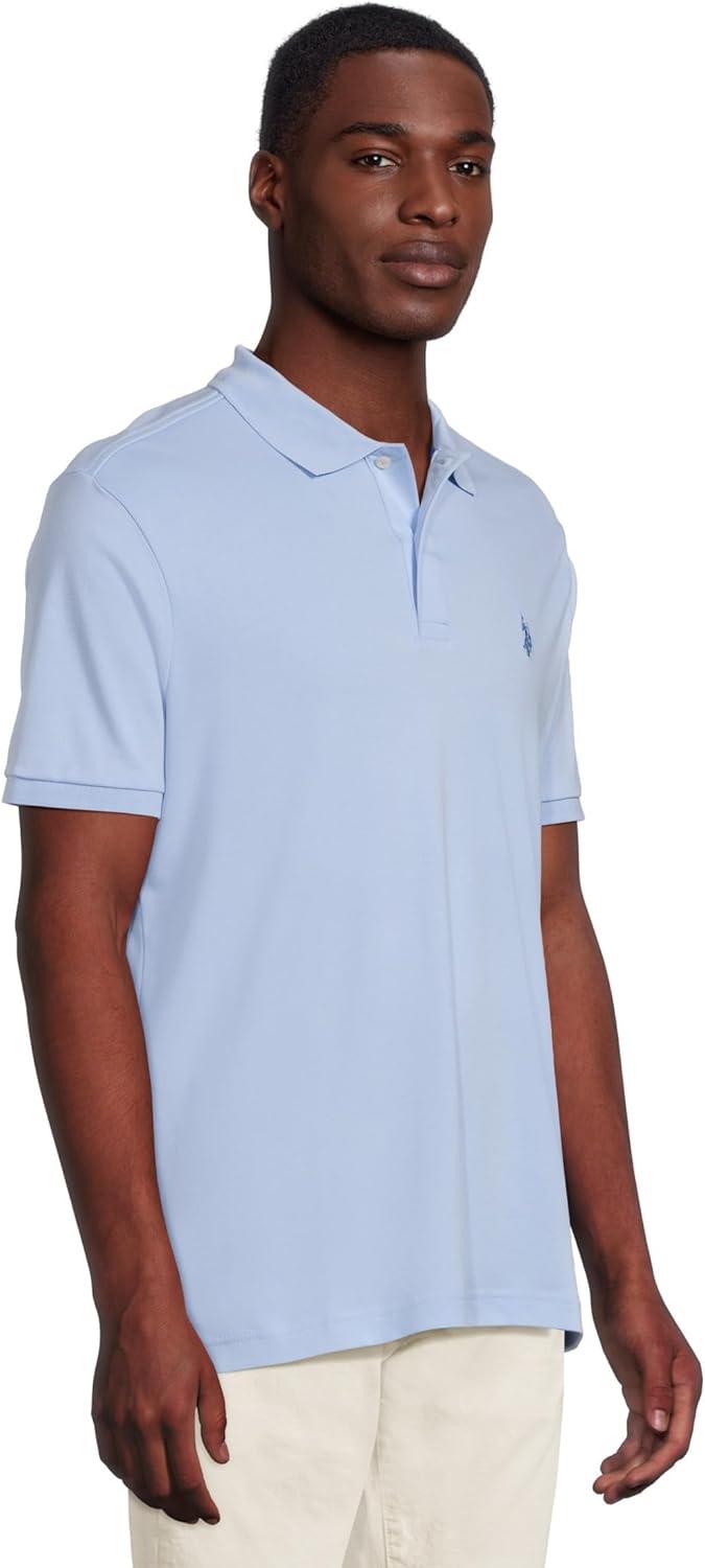 image:imageUS Polo Assn Mens Solid Short Sleeve Interlock Polo Shirt Golf Shirts for Men Business Casual PolosBlue Oxford