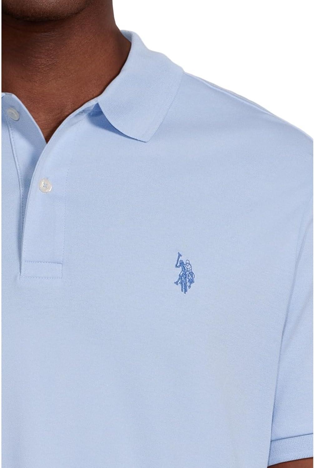 image:imageUS Polo Assn Mens Solid Short Sleeve Interlock Polo Shirt Golf Shirts for Men Business Casual PolosBlue Oxford