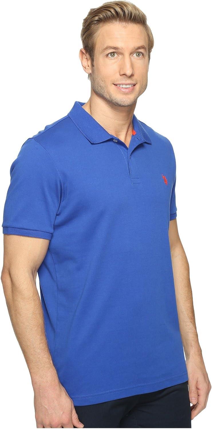 image:imageUS Polo Assn Mens Solid Short Sleeve Interlock Polo Shirt Golf Shirts for Men Business Casual PolosBlue Raft