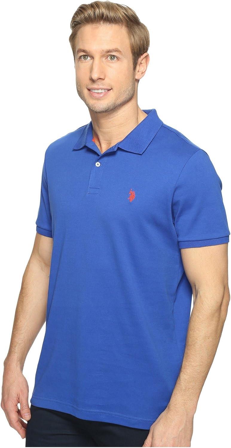 image:imageUS Polo Assn Mens Solid Short Sleeve Interlock Polo Shirt Golf Shirts for Men Business Casual PolosBlue Raft