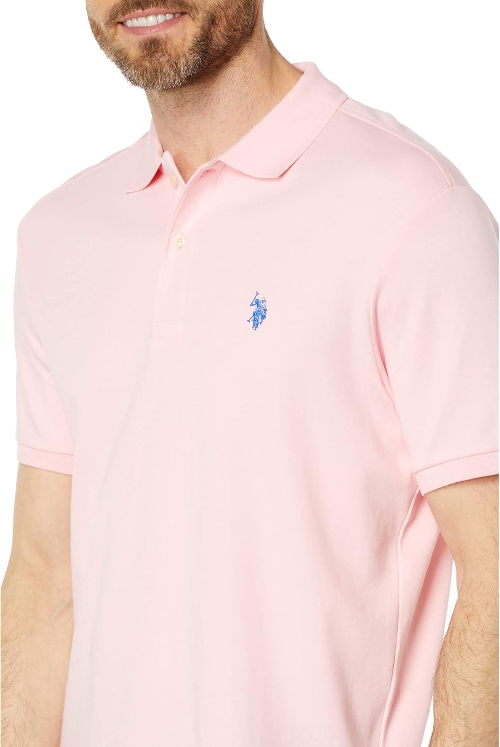 image:imageUS Polo Assn Mens Solid Short Sleeve Interlock Polo Shirt Golf Shirts for Men Business Casual PolosCandy Pink