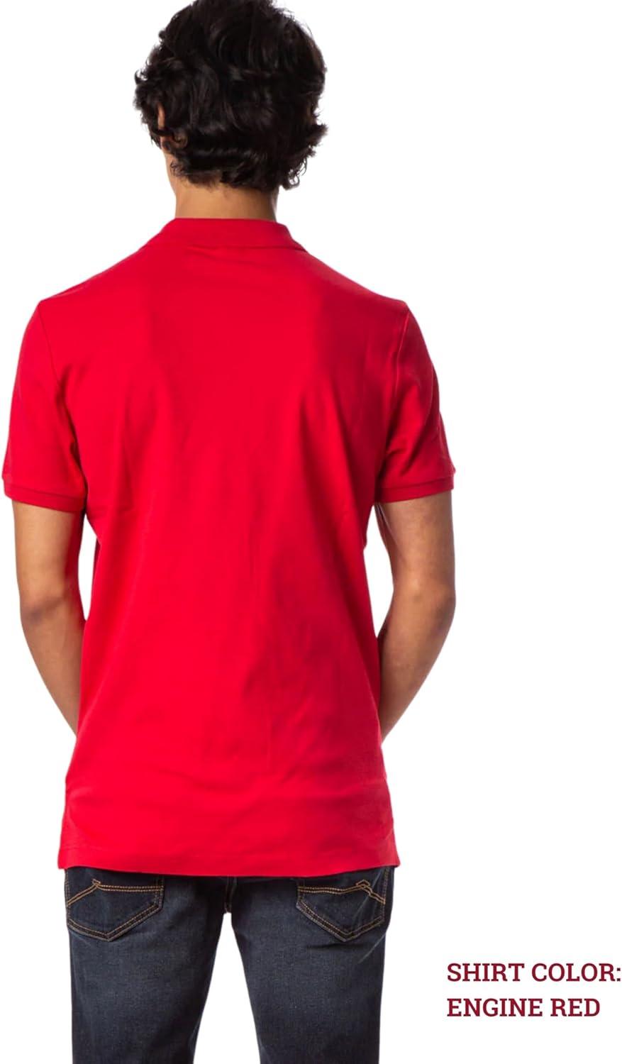 image:imageUS Polo Assn Mens Solid Short Sleeve Interlock Polo Shirt Golf Shirts for Men Business Casual PolosClassic NavyWhiteEngine Red