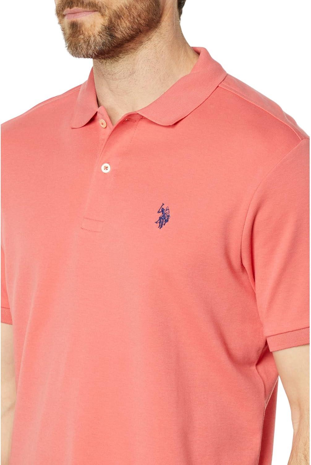 image:imageUS Polo Assn Mens Solid Short Sleeve Interlock Polo Shirt Golf Shirts for Men Business Casual PolosCoral Fins