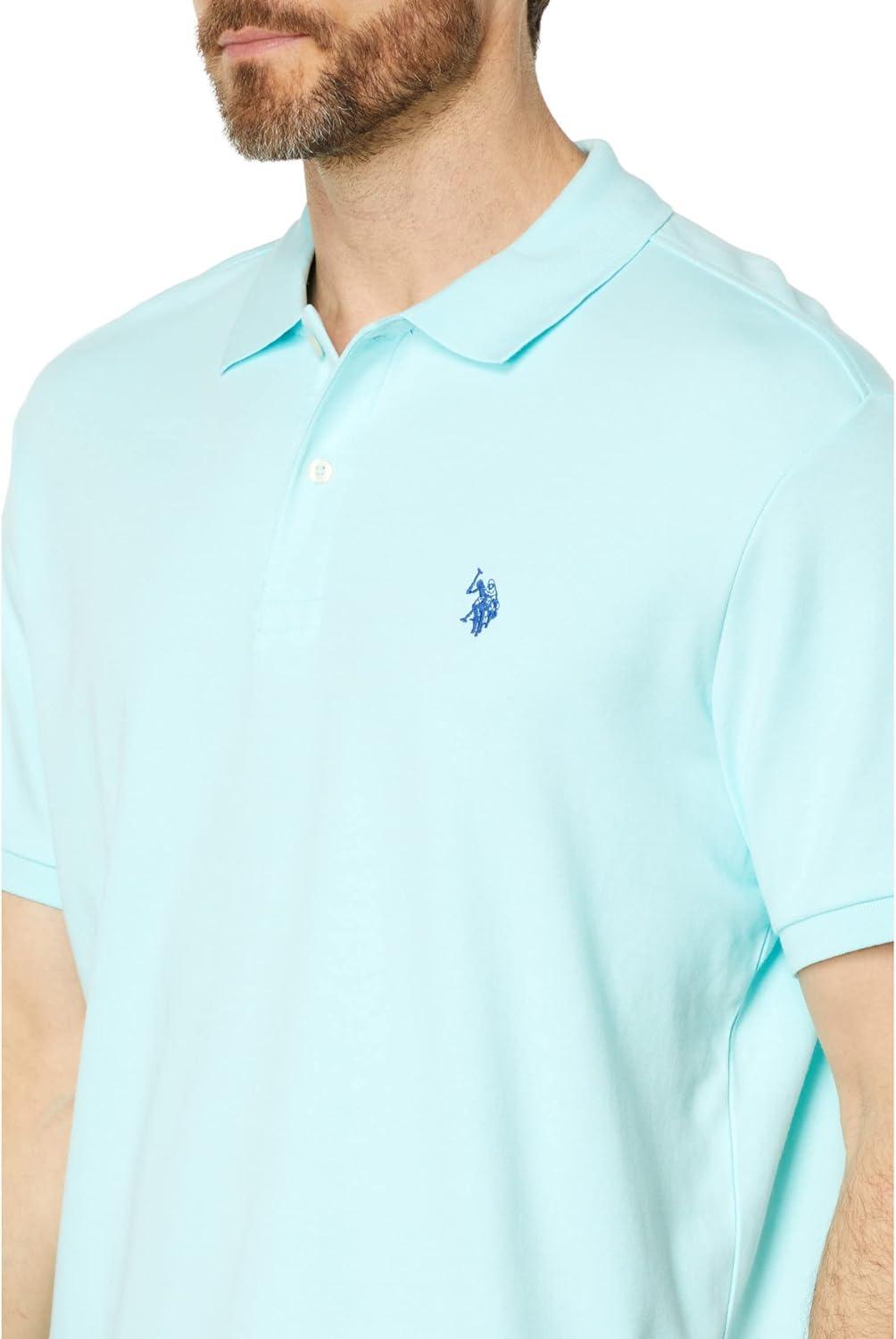image:imageUS Polo Assn Mens Solid Short Sleeve Interlock Polo Shirt Golf Shirts for Men Business Casual PolosEasy Turquoise