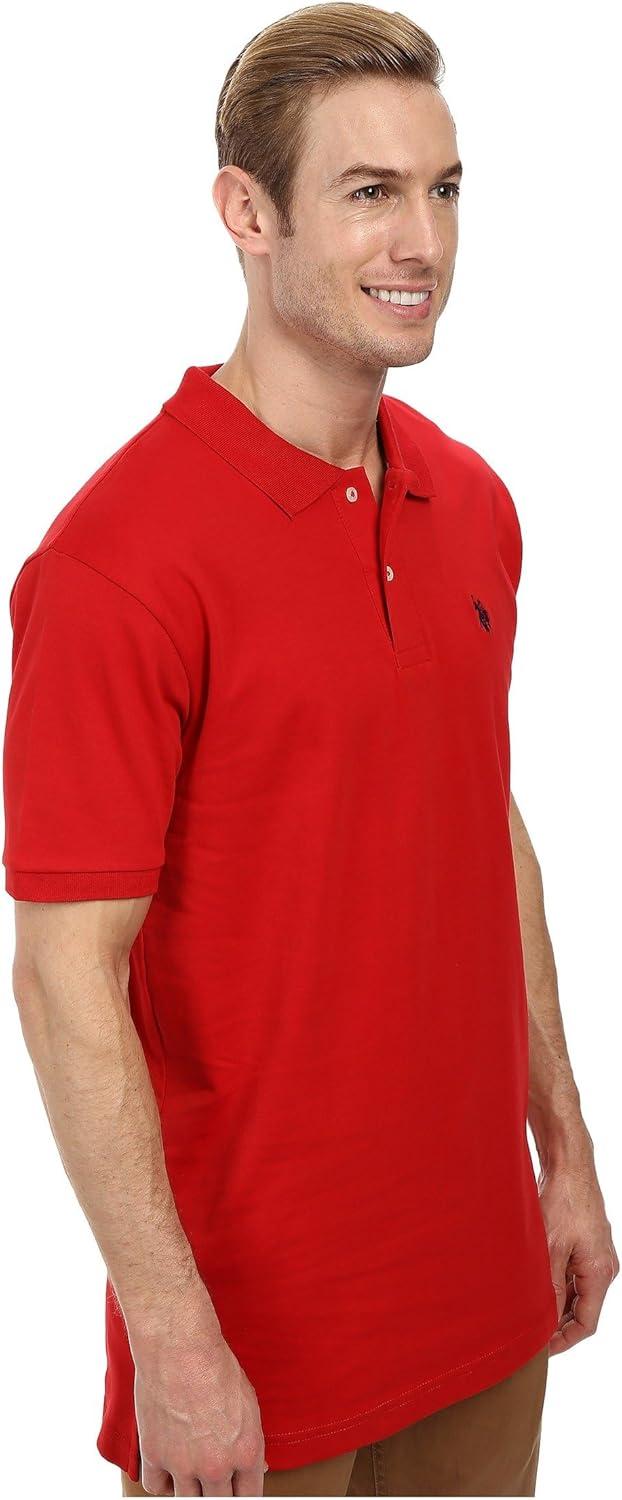 image:imageUS Polo Assn Mens Solid Short Sleeve Interlock Polo Shirt Golf Shirts for Men Business Casual PolosEngine Red
