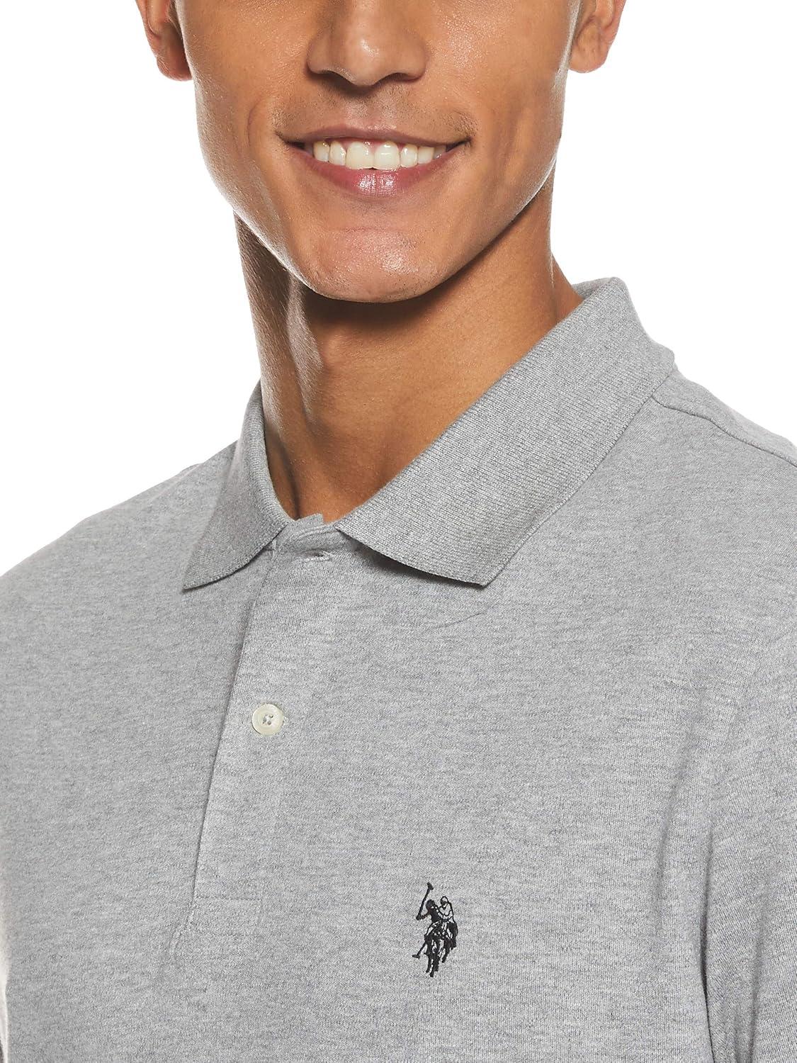 image:imageUS Polo Assn Mens Solid Short Sleeve Interlock Polo Shirt Golf Shirts for Men Business Casual PolosHeather Gray