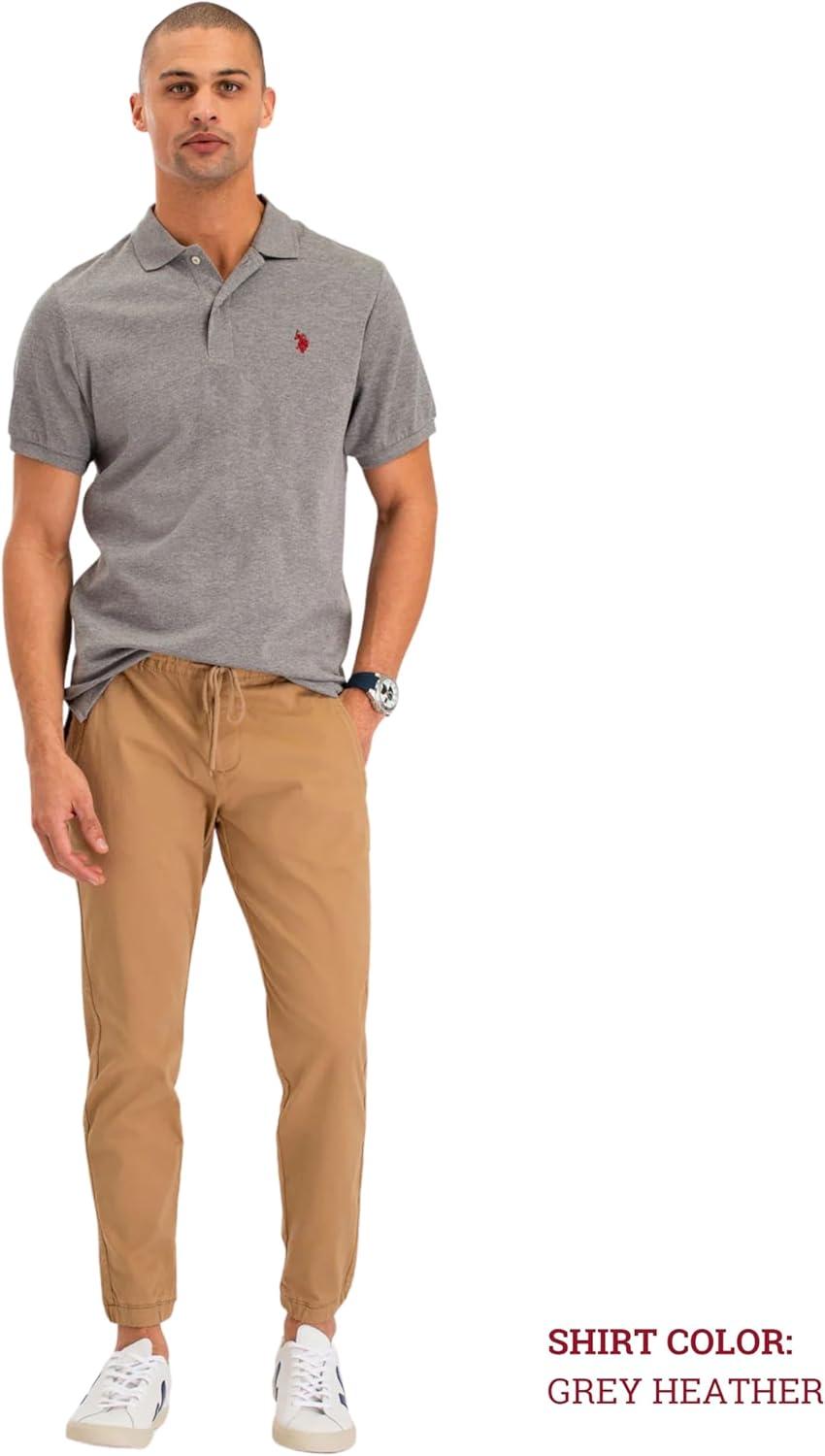 image:imageUS Polo Assn Mens Solid Short Sleeve Interlock Polo Shirt Golf Shirts for Men Business Casual PolosHeather GreyWhiteClassic Navy
