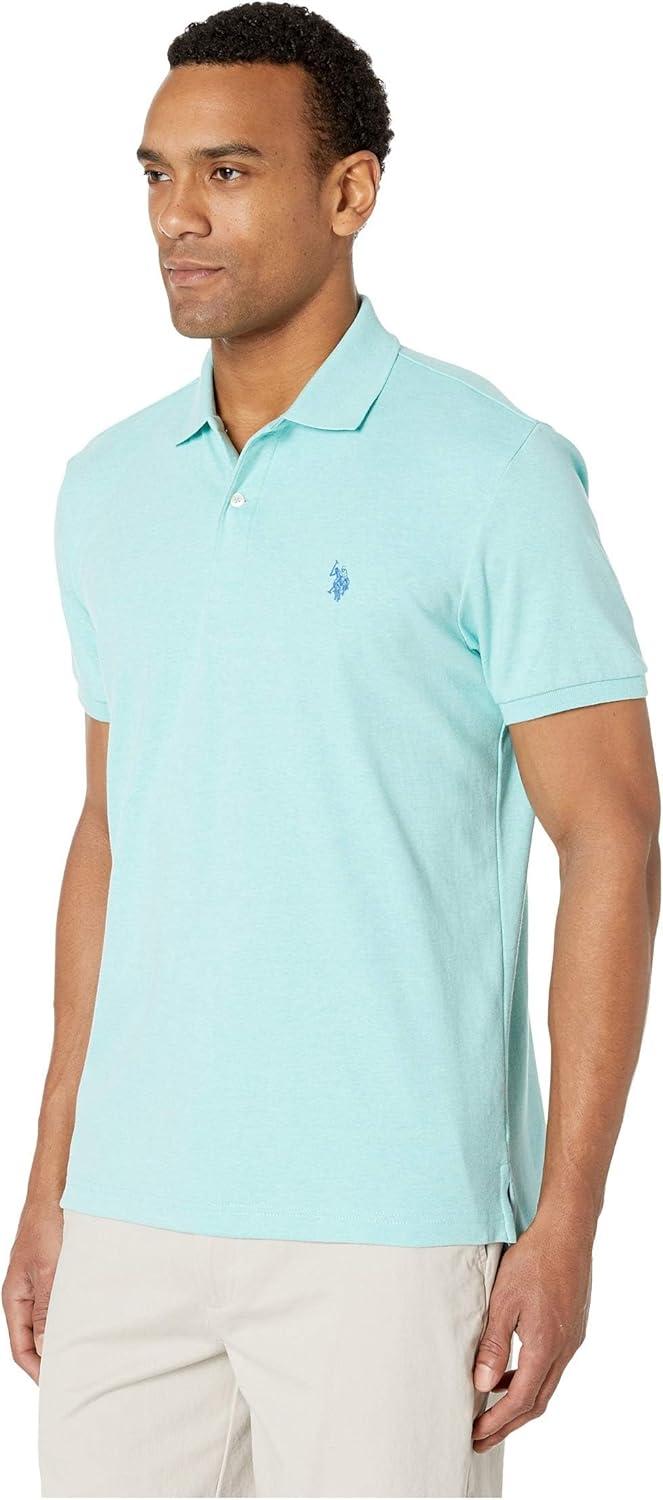 image:imageUS Polo Assn Mens Solid Short Sleeve Interlock Polo Shirt Golf Shirts for Men Business Casual PolosJade Green Heather