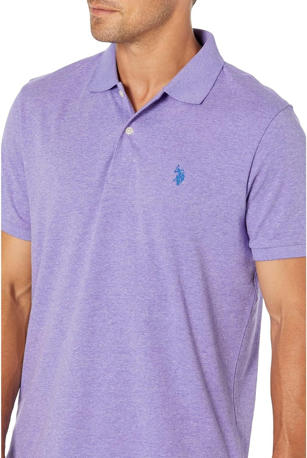 image:imageUS Polo Assn Mens Solid Short Sleeve Interlock Polo Shirt Golf Shirts for Men Business Casual PolosLavender Heather