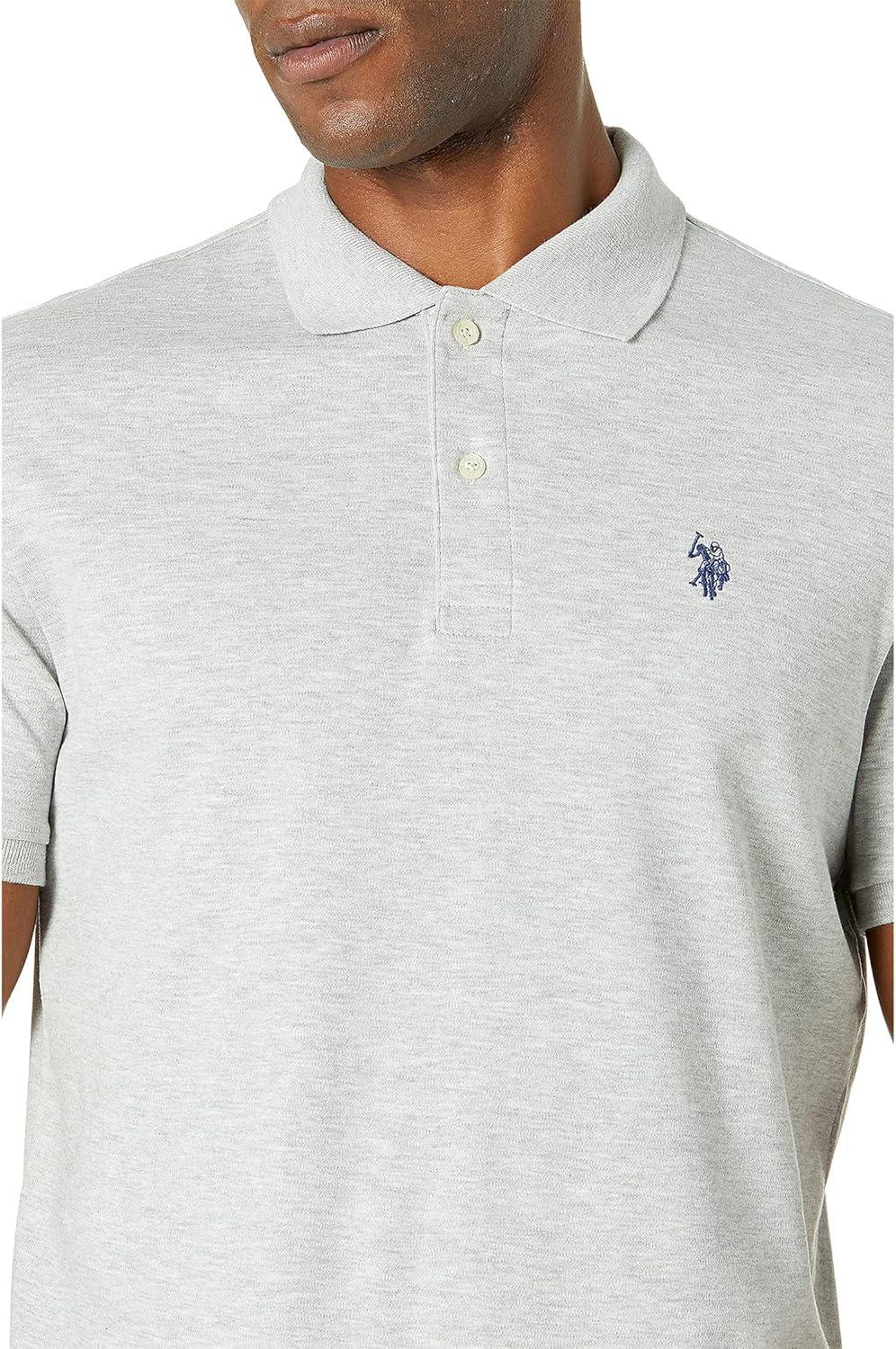 image:imageUS Polo Assn Mens Solid Short Sleeve Interlock Polo Shirt Golf Shirts for Men Business Casual PolosLight Heather Gray3045