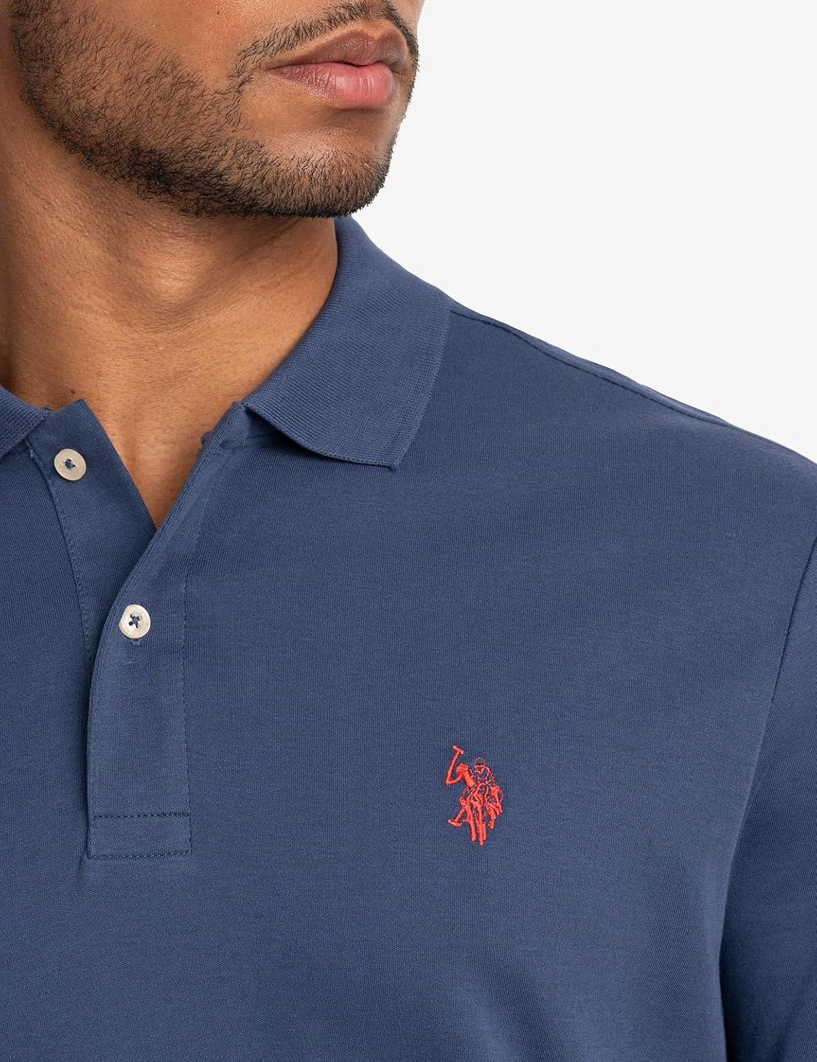 image:imageUS Polo Assn Mens Solid Short Sleeve Interlock Polo Shirt Golf Shirts for Men Business Casual PolosOceana Blue