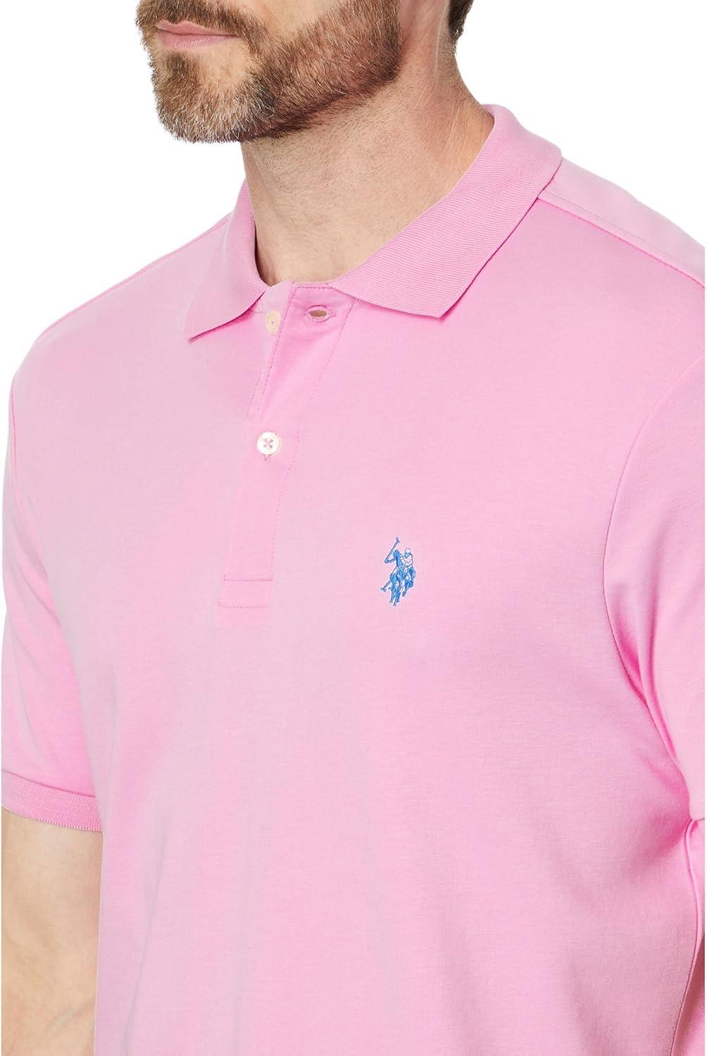 image:imageUS Polo Assn Mens Solid Short Sleeve Interlock Polo Shirt Golf Shirts for Men Business Casual PolosPink Hour