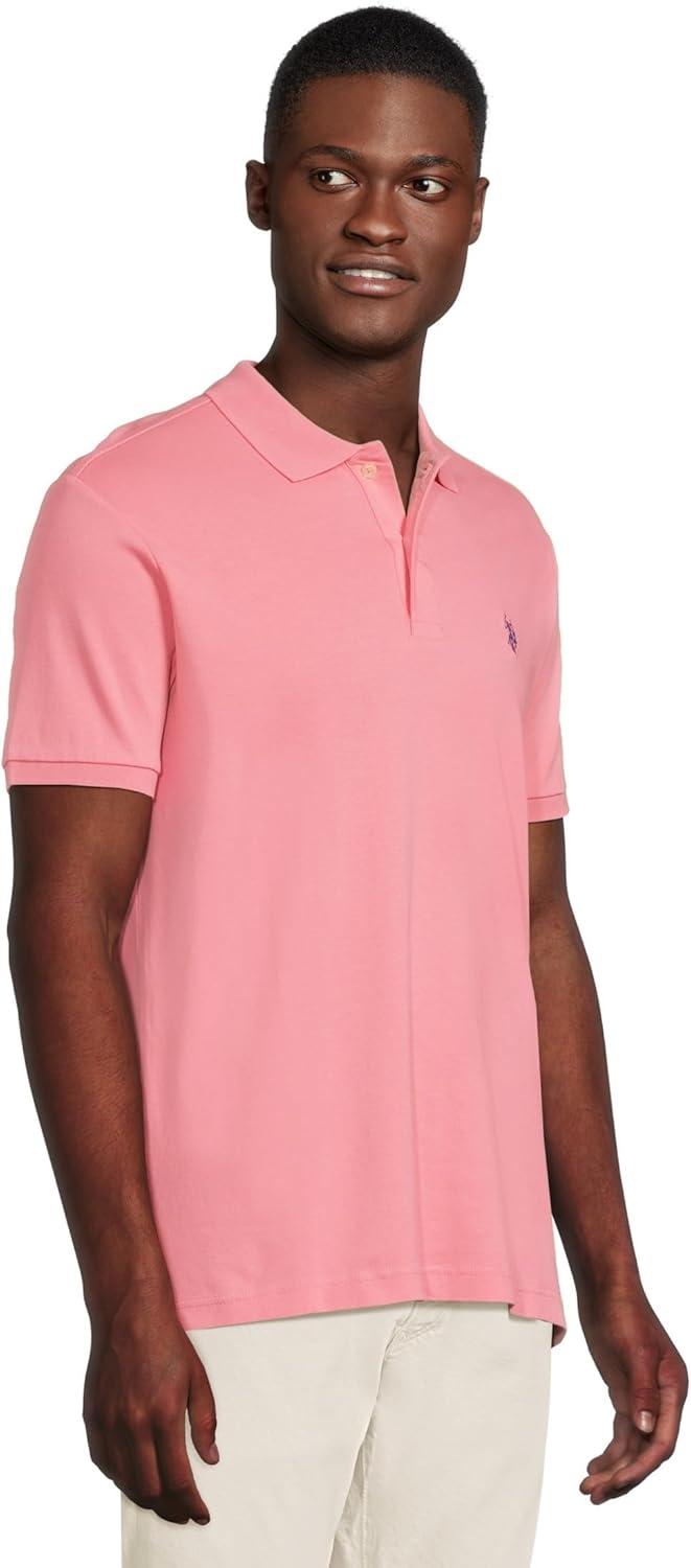 image:imageUS Polo Assn Mens Solid Short Sleeve Interlock Polo Shirt Golf Shirts for Men Business Casual PolosPink Movement
