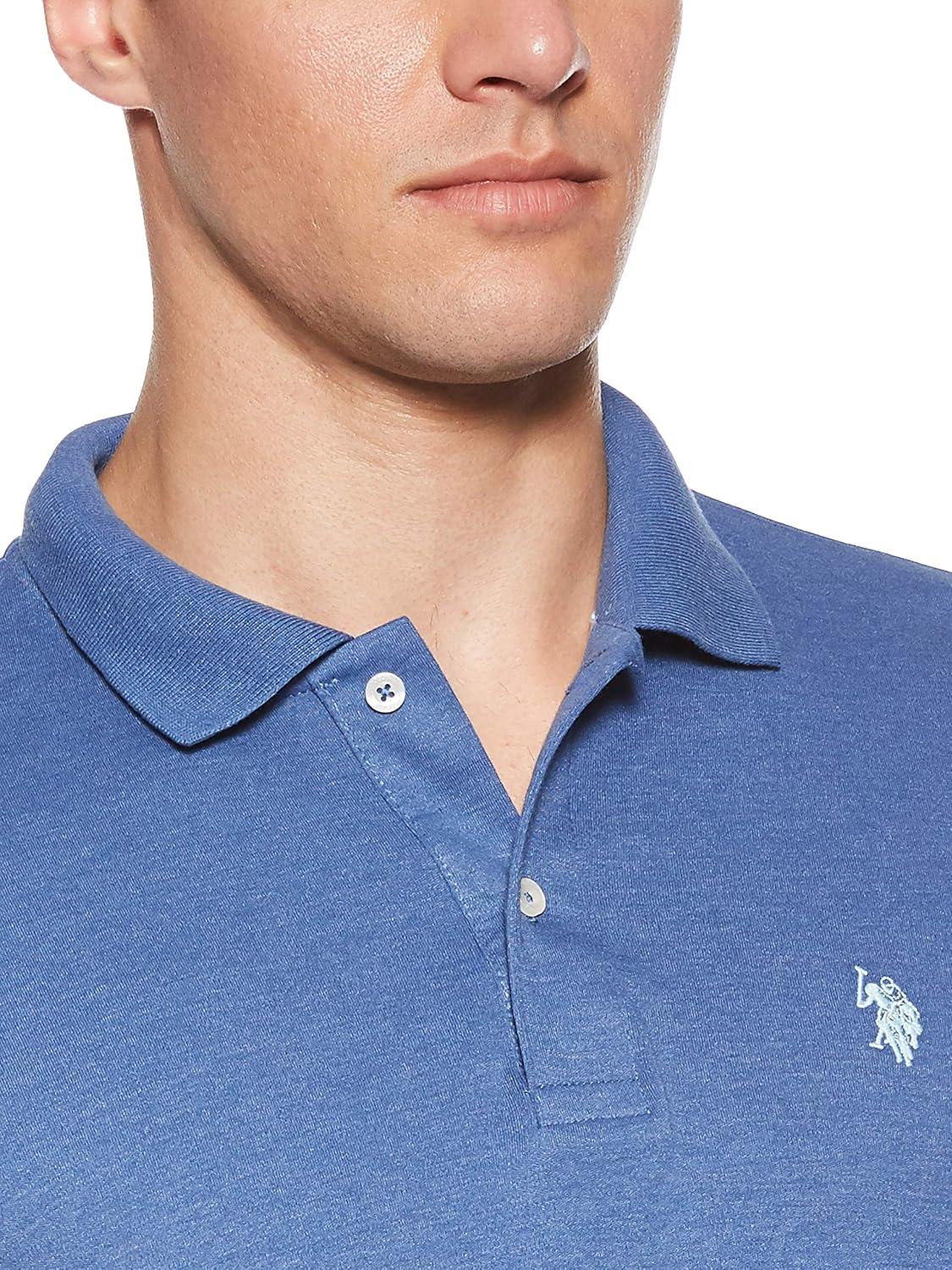 image:imageUS Polo Assn Mens Solid Short Sleeve Interlock Polo Shirt Golf Shirts for Men Business Casual PolosSummer Navy Heather