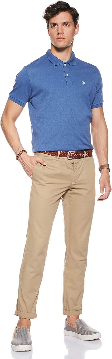 image:imageUS Polo Assn Mens Solid Short Sleeve Interlock Polo Shirt Golf Shirts for Men Business Casual PolosSummer Navy Heather