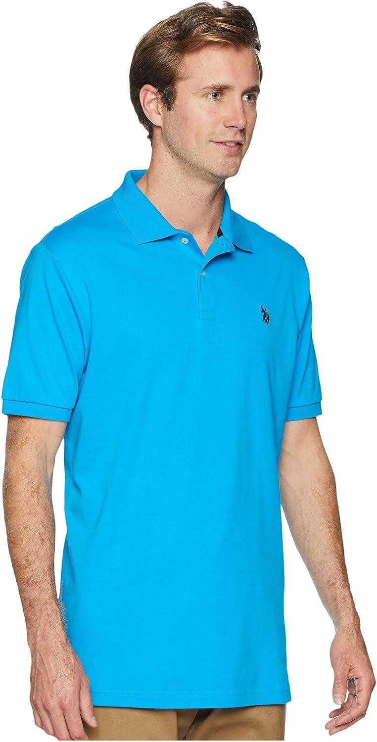 image:imageUS Polo Assn Mens Solid Short Sleeve Interlock Polo Shirt Golf Shirts for Men Business Casual PolosTeal Blue3045