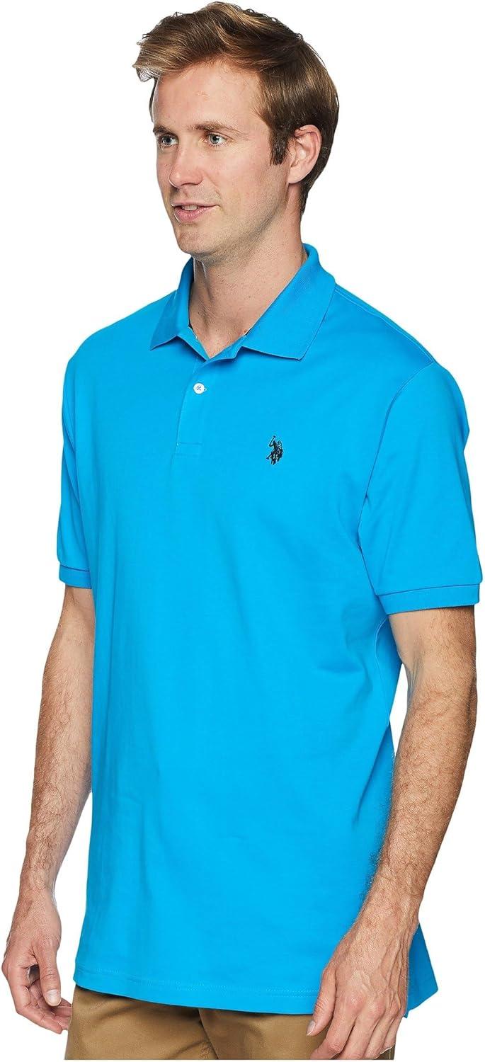 image:imageUS Polo Assn Mens Solid Short Sleeve Interlock Polo Shirt Golf Shirts for Men Business Casual PolosTeal Blue3045