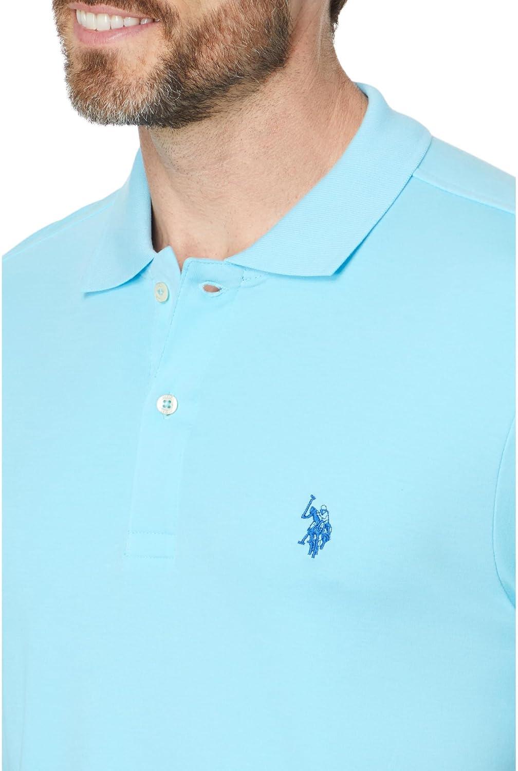 image:imageUS Polo Assn Mens Solid Short Sleeve Interlock Polo Shirt Golf Shirts for Men Business Casual PolosTropical Breeze