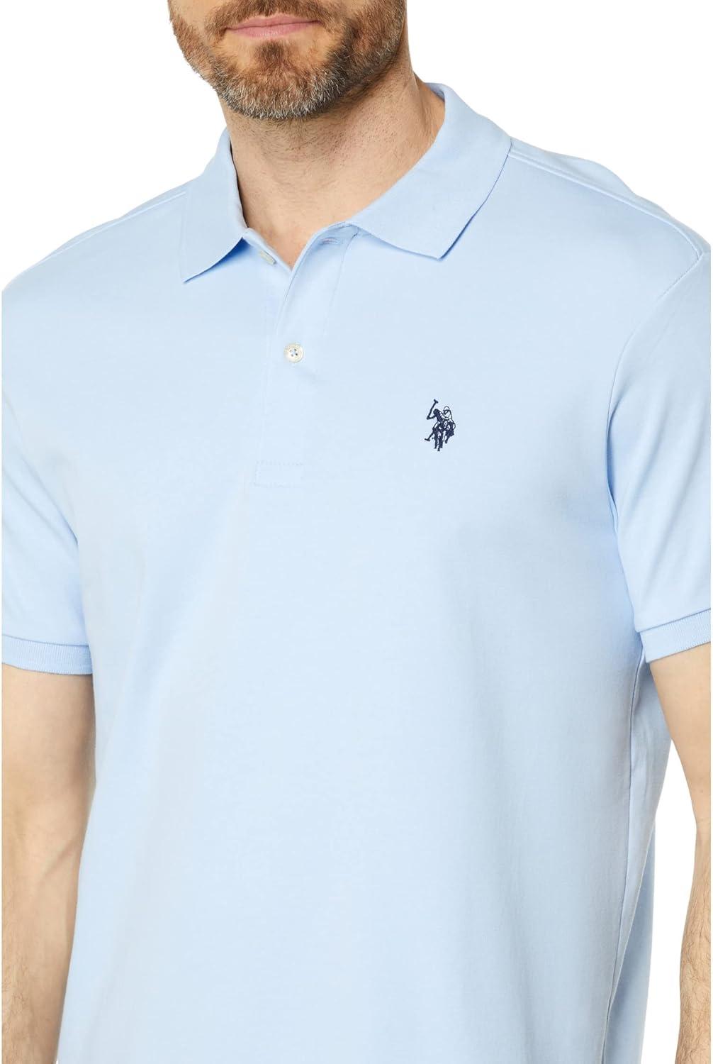 image:imageUS Polo Assn Mens Solid Short Sleeve Interlock Polo Shirt Golf Shirts for Men Business Casual PolosWindsurfer Blue