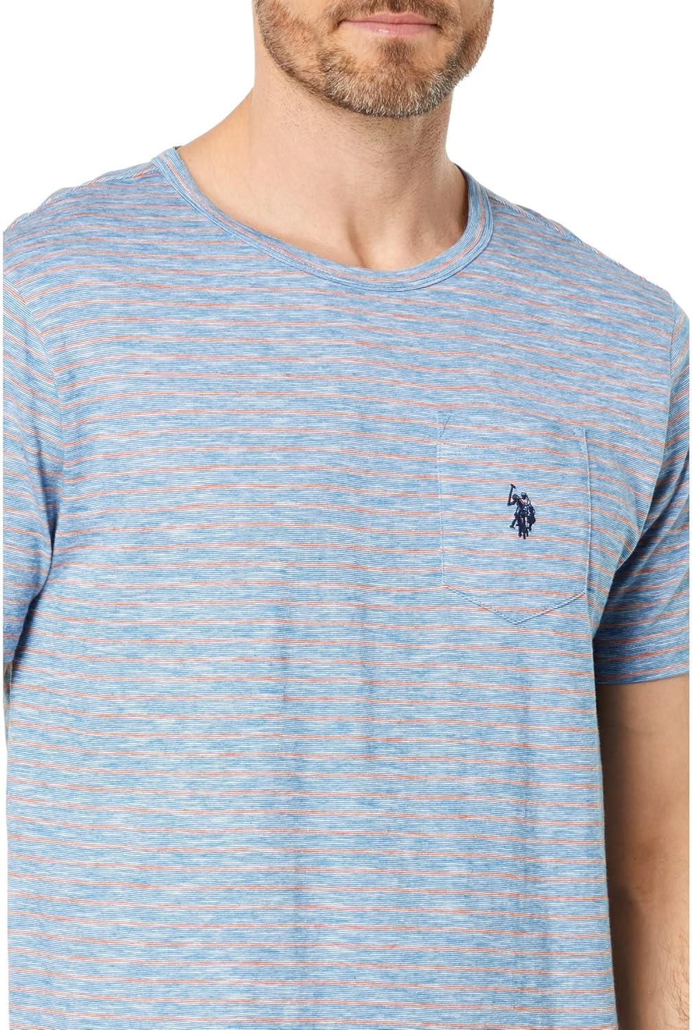 image:imageUS Polo Assn YarnDye EOE Stripe Short Sleeve Jersey Tee Blue Sapphire LG