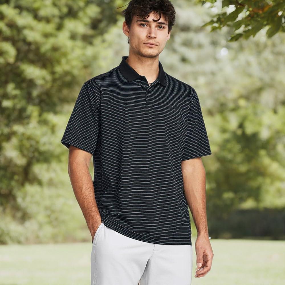 image:imageUnder Armour UnisexAdult Mens Ua Matchplay Stripe PoloBlackCapriBlack