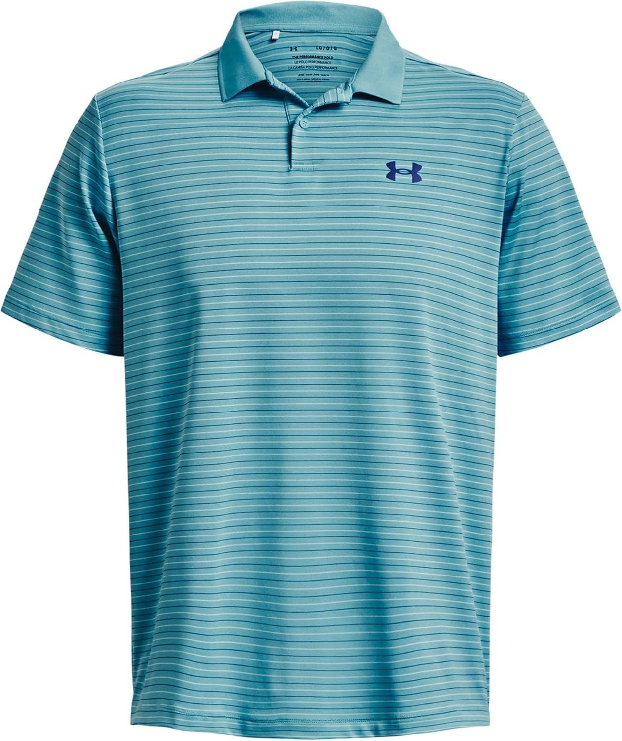 image:imageUnder Armour UnisexAdult Mens Ua Matchplay Stripe PoloGlacier Blue