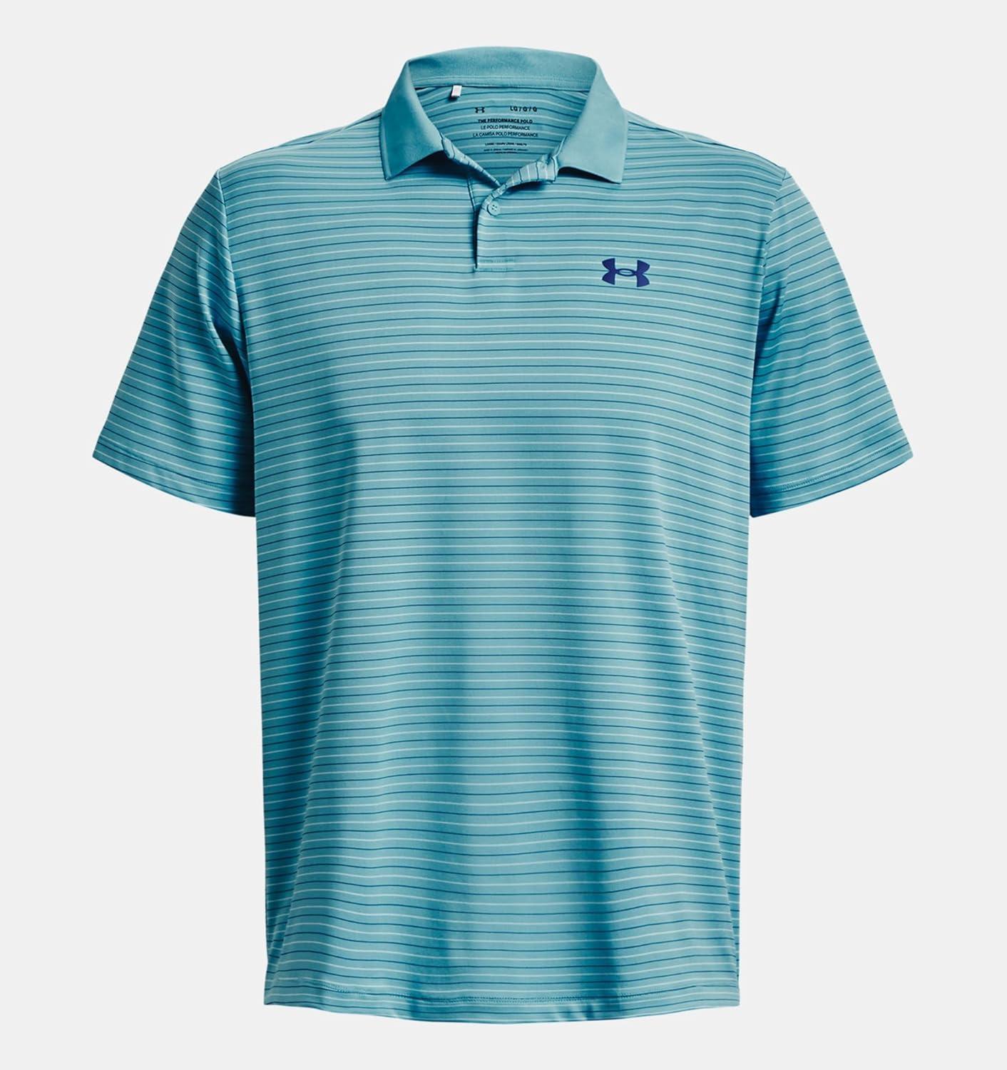 image:imageUnder Armour UnisexAdult Mens Ua Matchplay Stripe PoloGlacier Blue