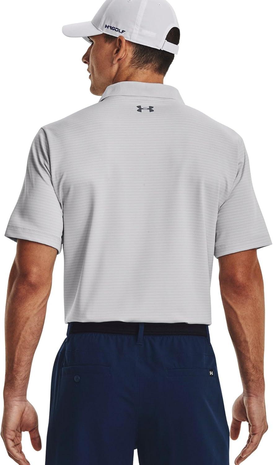 image:imageUnder Armour UnisexAdult Mens Ua Matchplay Stripe PoloHalo Gray White Pitch Gray