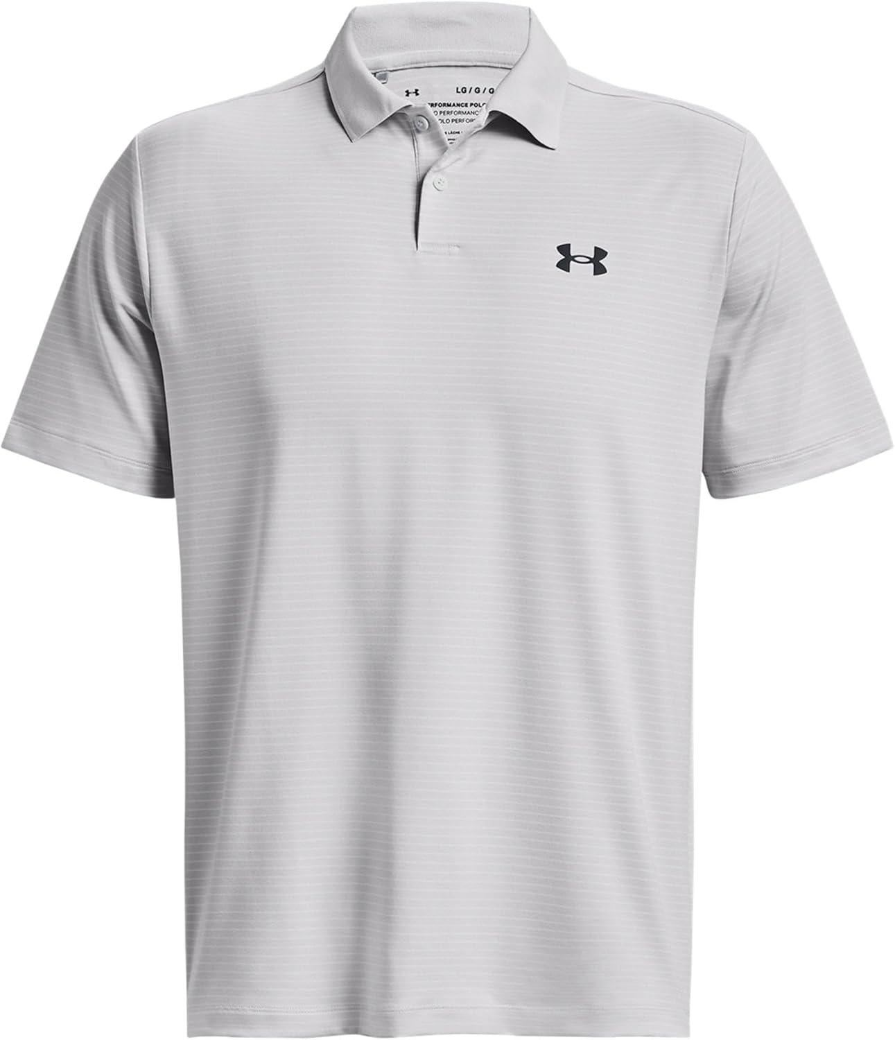 image:imageUnder Armour UnisexAdult Mens Ua Matchplay Stripe PoloHalo Gray White Pitch Gray