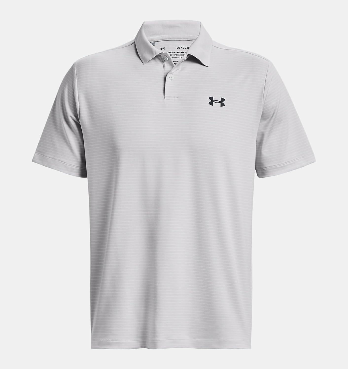 image:imageUnder Armour UnisexAdult Mens Ua Matchplay Stripe PoloHalo Gray White Pitch Gray