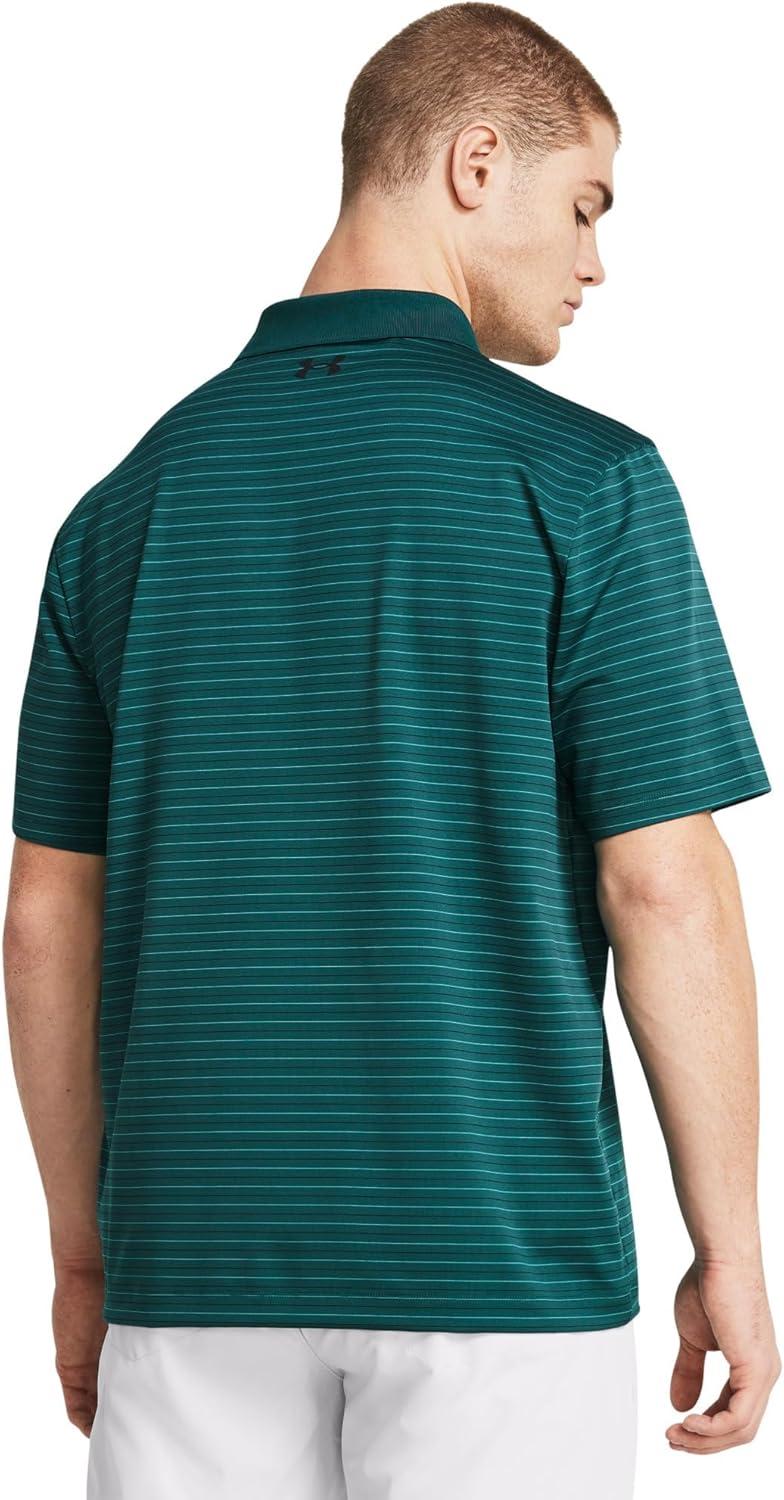 image:imageUnder Armour UnisexAdult Mens Ua Matchplay Stripe PoloHydro Teal Circuit Teal Black