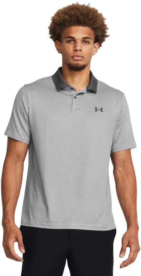 image:imageUnder Armour UnisexAdult Mens Ua Matchplay Stripe PoloWhite Halo Gray Castlerock