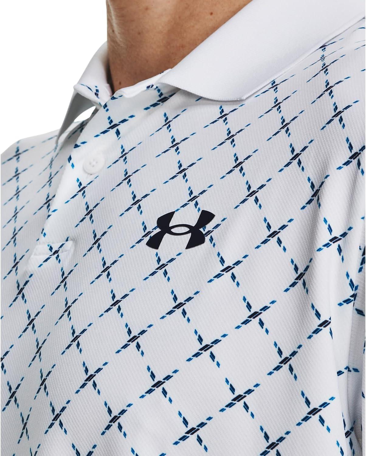 image:imageUnder Armour UnisexAdult Mens Ua Matchplay Stripe PoloWhiteCosmic BlueMidnight Navy