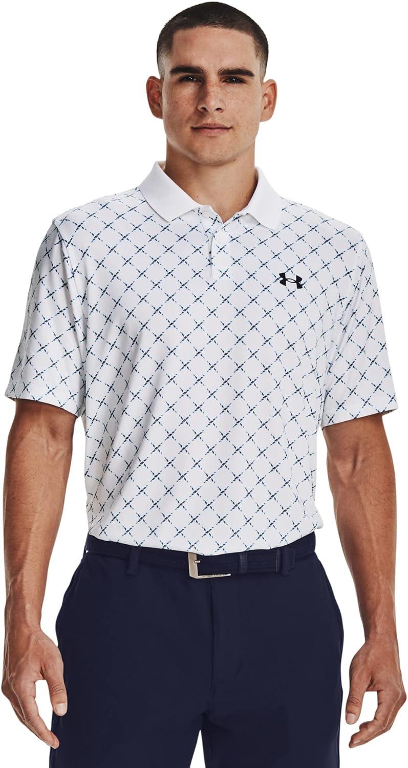 image:imageUnder Armour UnisexAdult Mens Ua Matchplay Stripe PoloWhiteCosmic BlueMidnight Navy