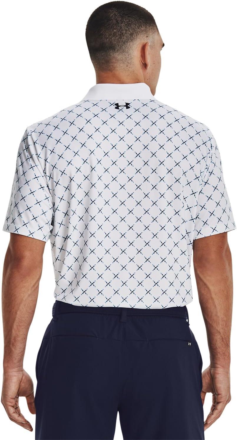 image:imageUnder Armour UnisexAdult Mens Ua Matchplay Stripe PoloWhiteCosmic BlueMidnight Navy