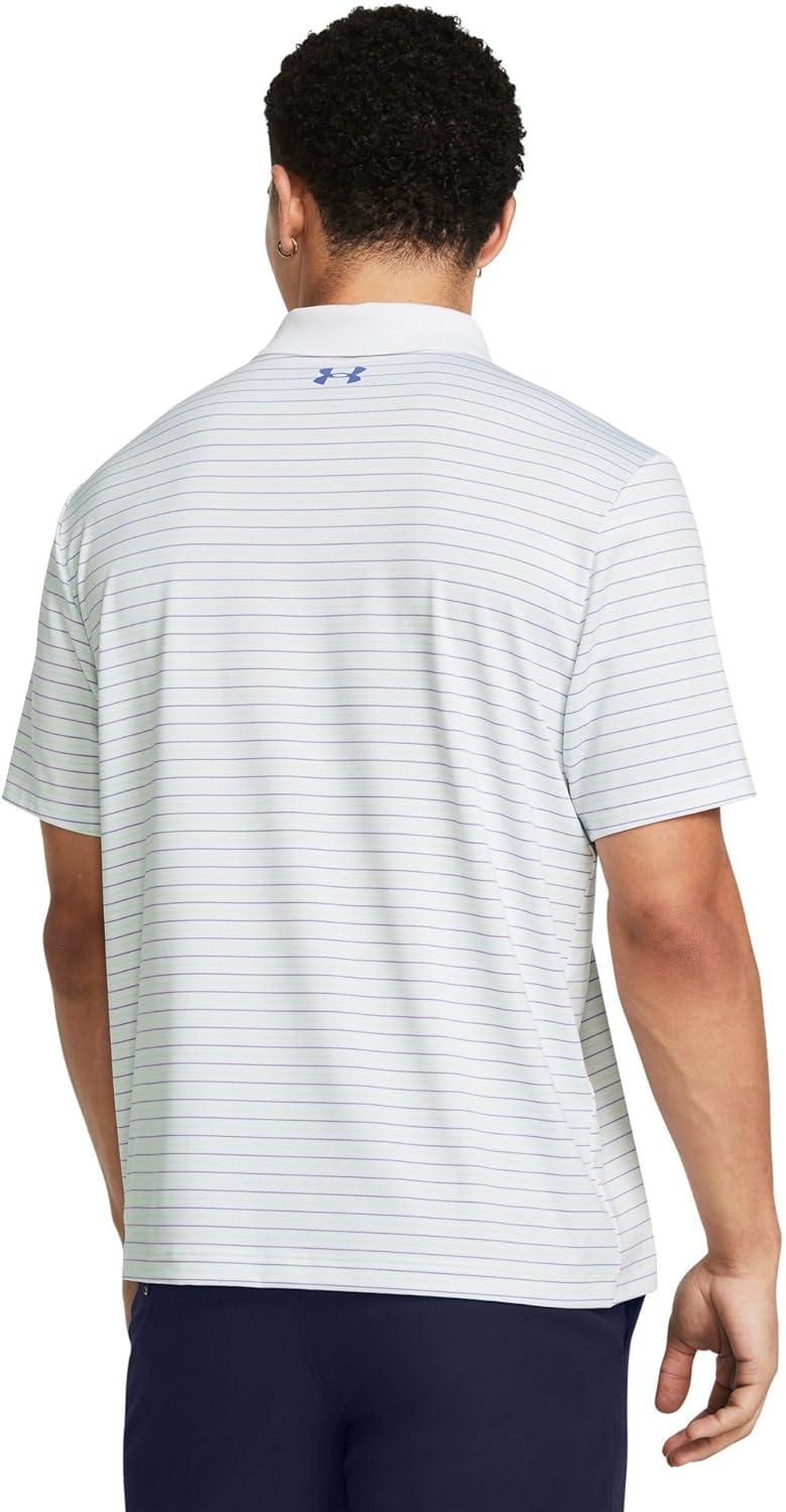 image:imageUnder Armour UnisexAdult Mens Ua Matchplay Stripe PoloWhiteMatrix GreenStarlight
