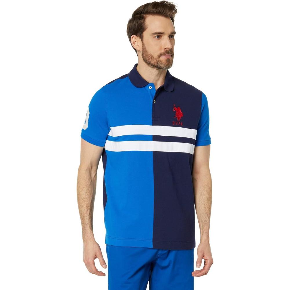 image:imageCOLORBLOCK CHEST STRIPE PIQUE POLO SHIRTBritish Blue
