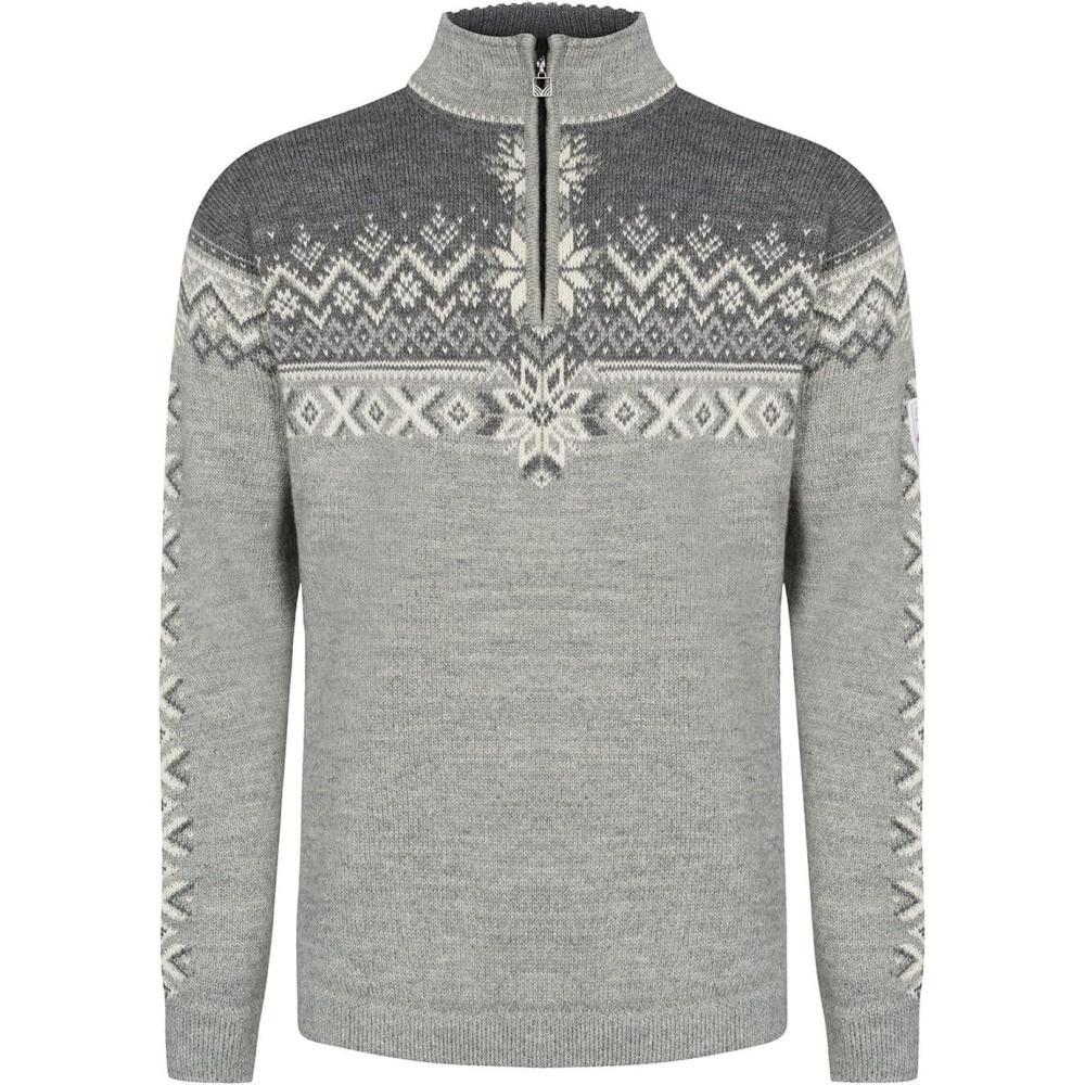 image:imageDale of Norway 140th Anniversary Mens Sweater 100 Lightweight Wool Ski Sweater Mens Sweaters and PulloversLightcharcoal Smoke Offwhite