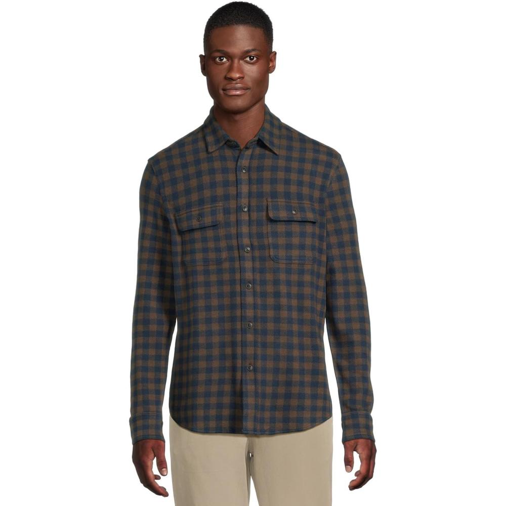 image:imageFaherty Mens Legend Sweater ShirtNavy Woodland Check